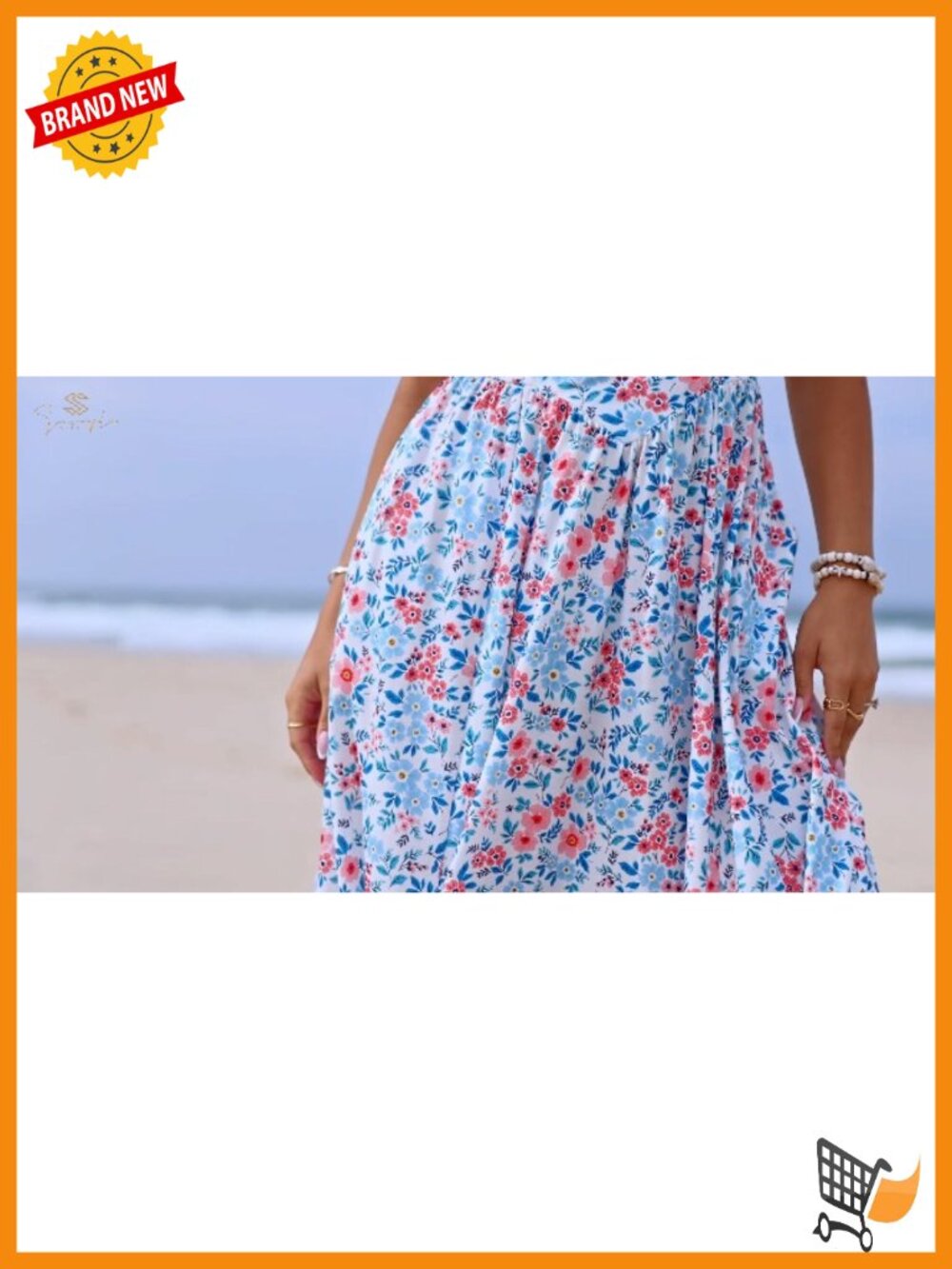 Women's Midi Dress Square Neck Sleeveless A-Line Casual Sundress with Pockets - Picture 6 of 6